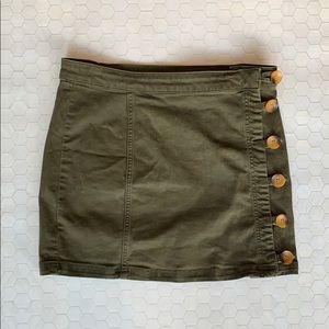 Free People Olive Button Down Skirt